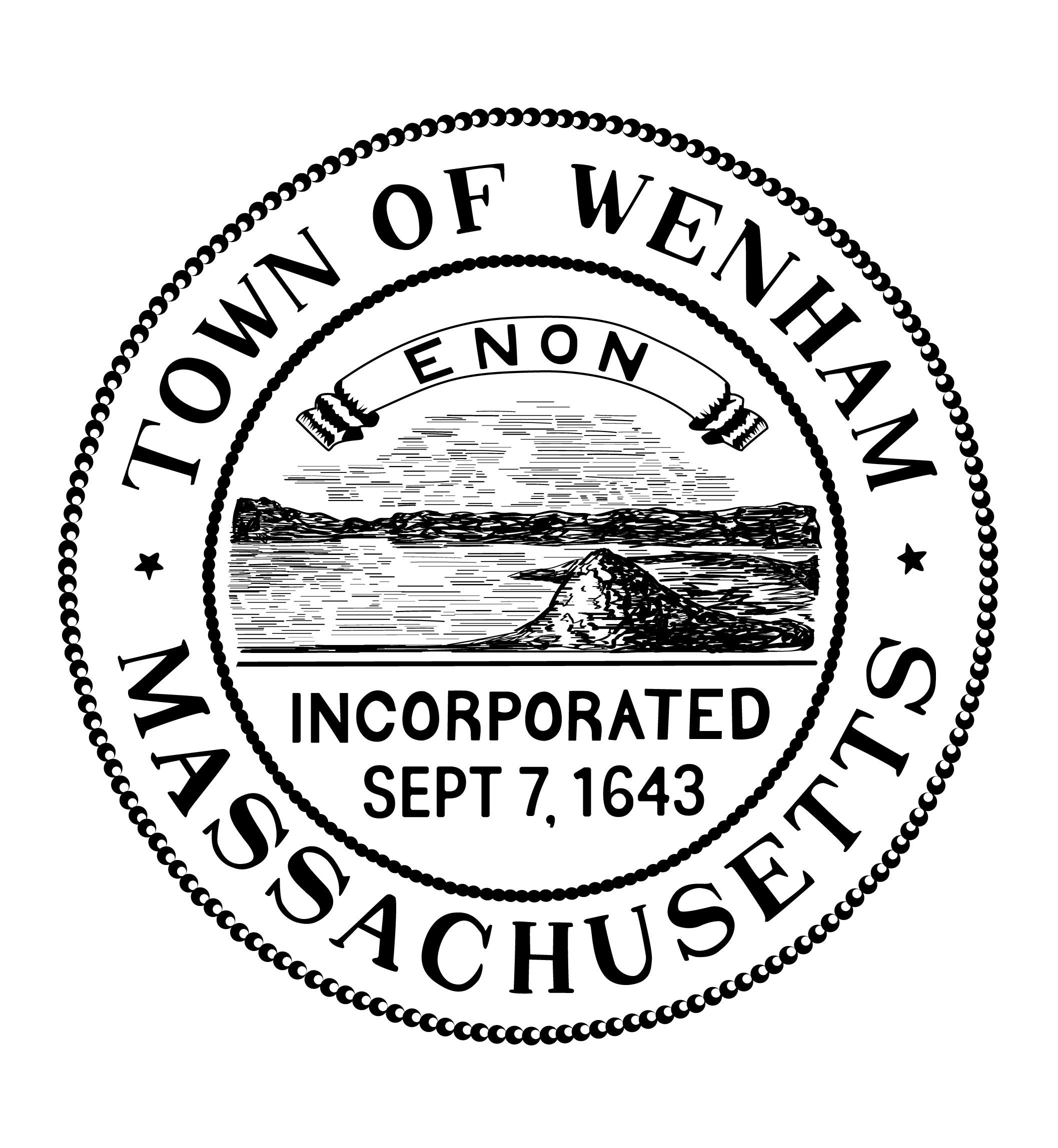Wenham Town Seal black and white